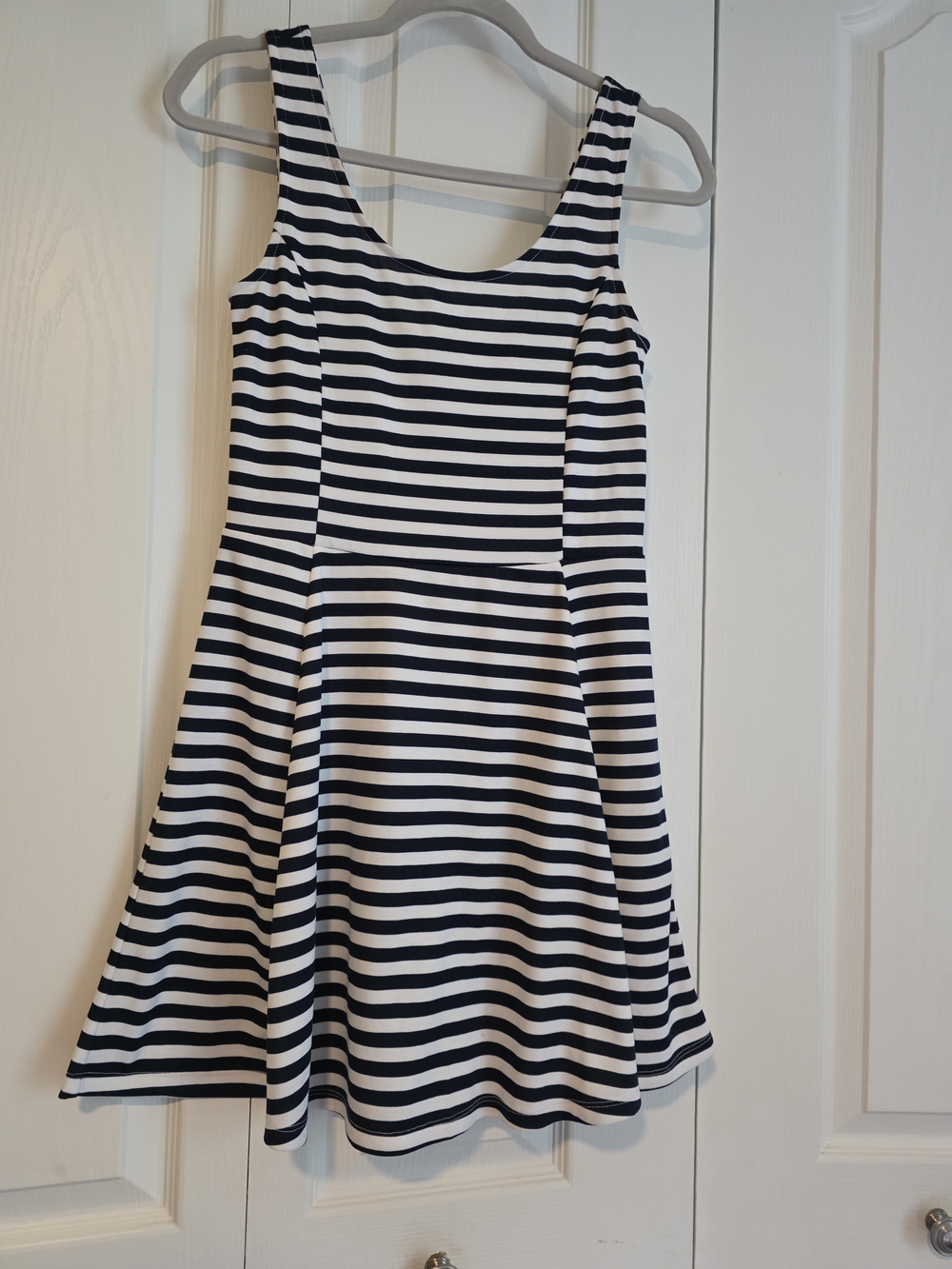DIVIDED Blue and White Striped Scoop-Neck Skater Dress